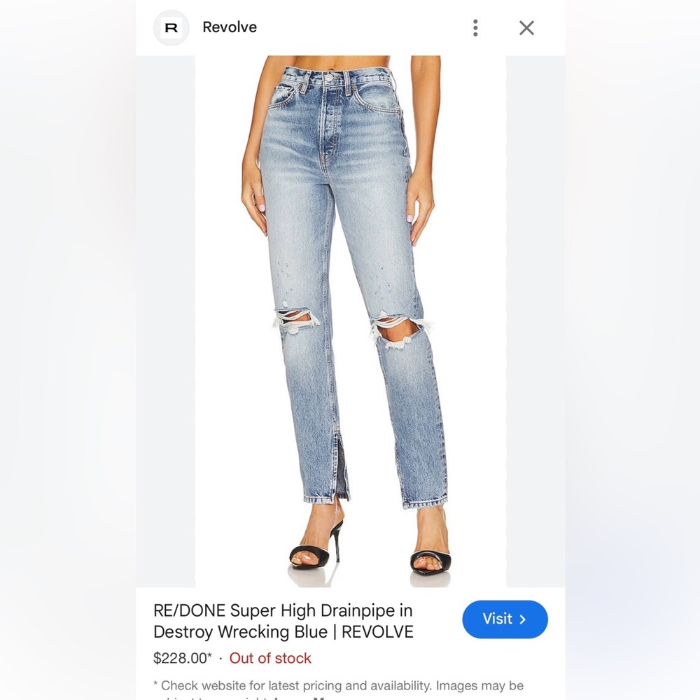 Re/Done Classic Blue Distressed Women's Jeans